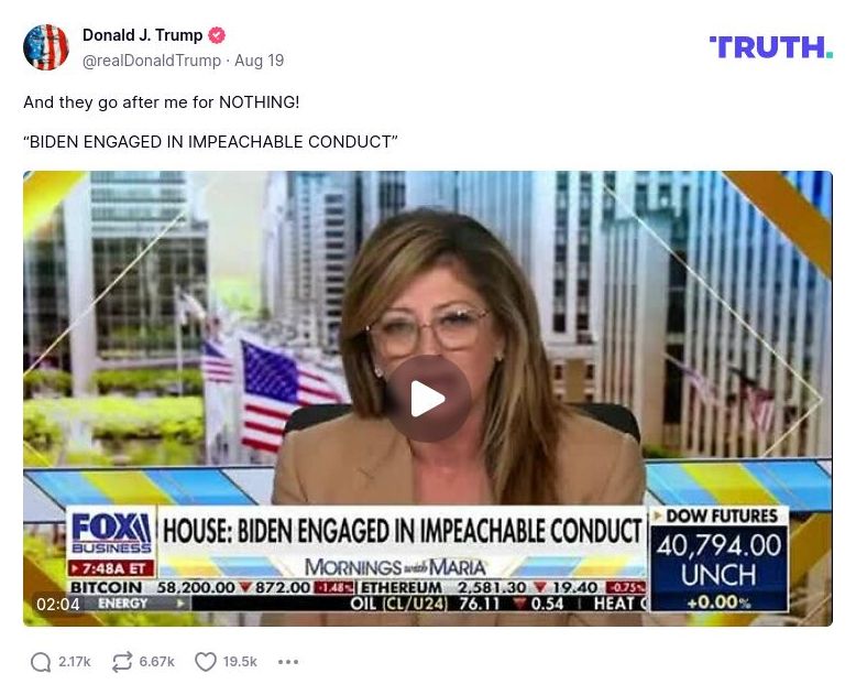 Post preview from Donald Trump