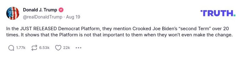 Post preview from Donald Trump