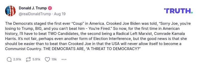 Post preview from Donald Trump