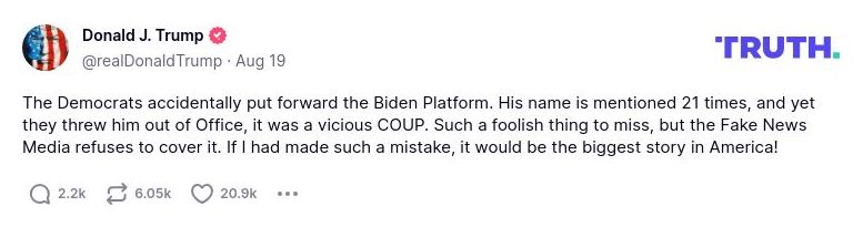 Post preview from Donald Trump