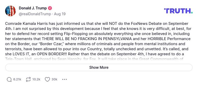 Post image from Donald Trump