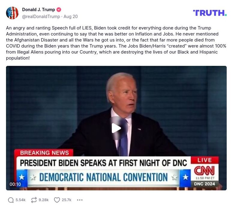 Post preview from Donald Trump