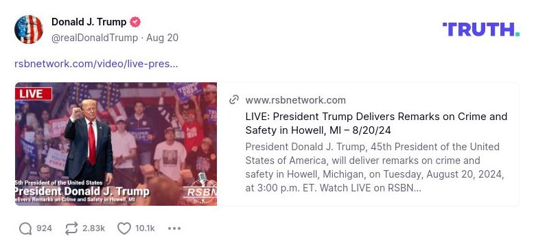 Post image from Donald Trump