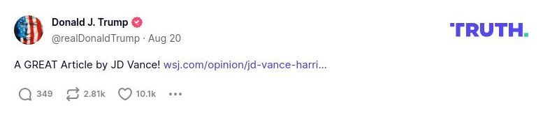 Post preview from Donald Trump