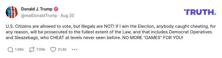 Post image from Donald Trump