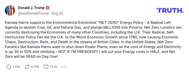 Post image from Donald Trump