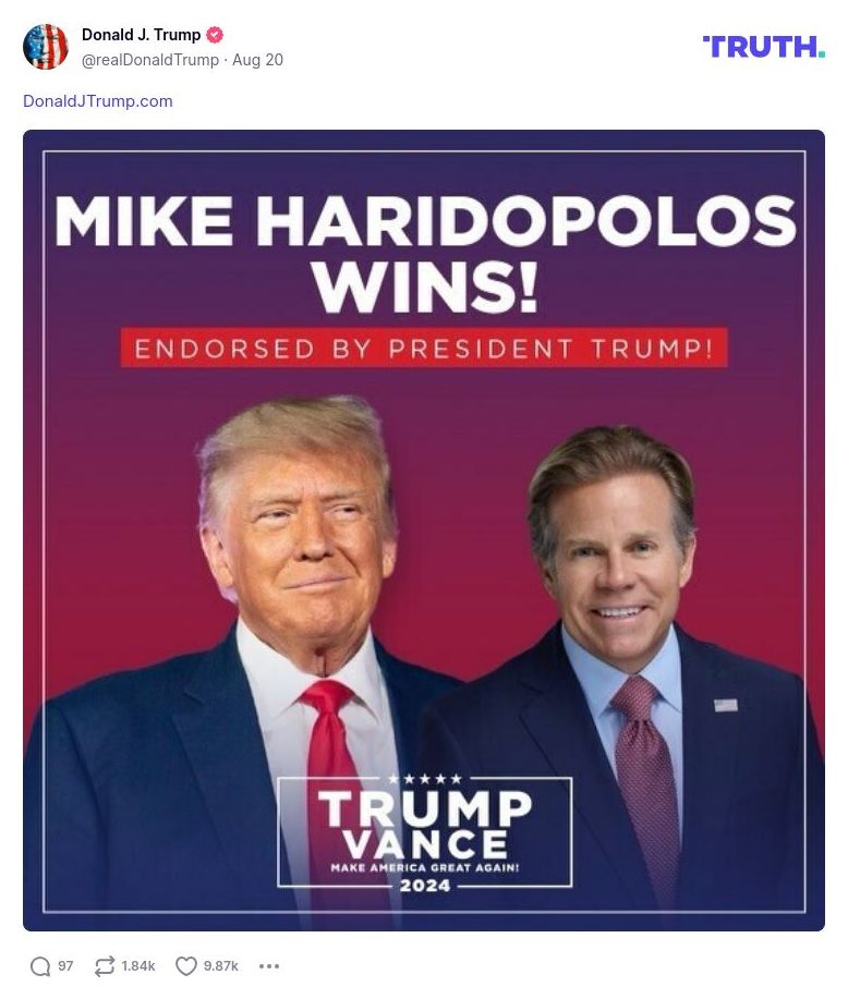 Post image from Donald Trump