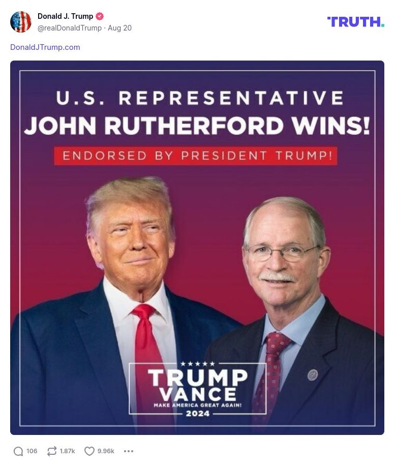 Post image from Donald Trump