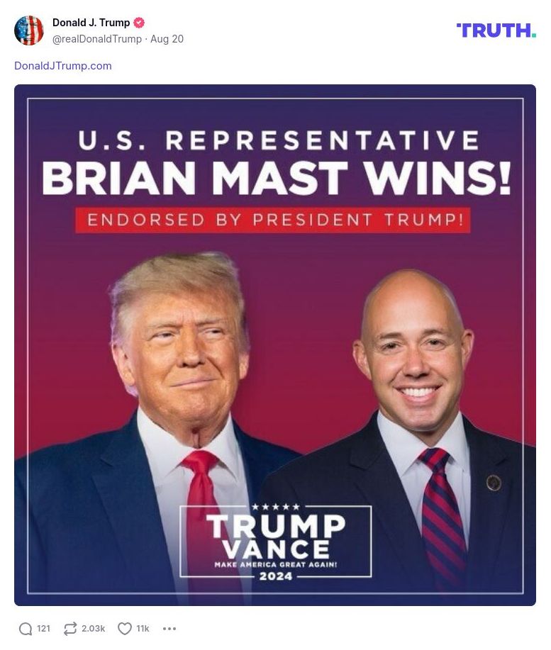 Post image from Donald Trump