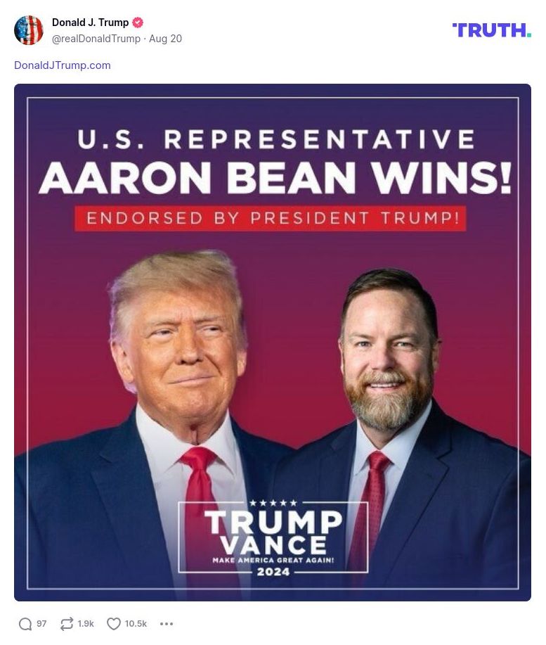 Post image from Donald Trump