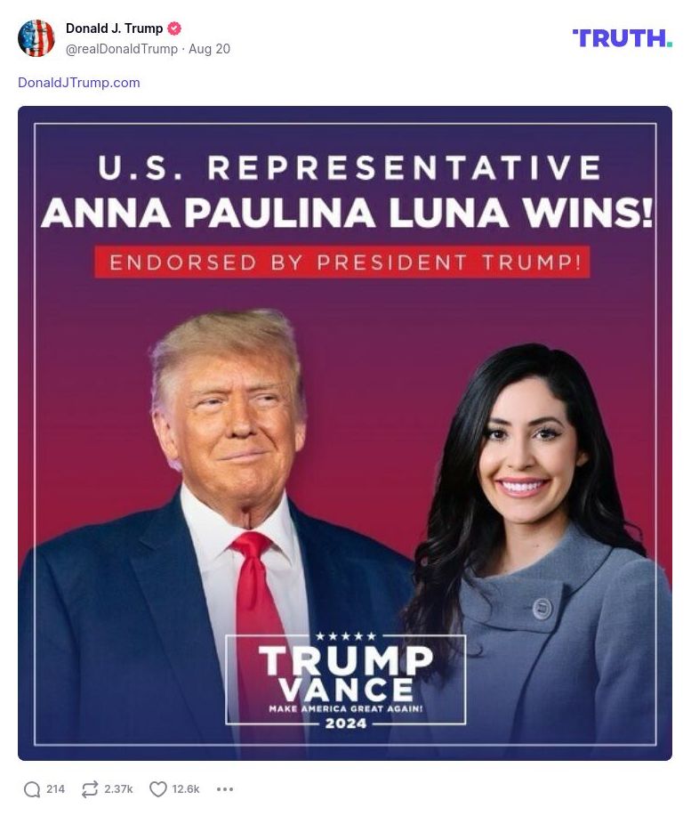 Post image from Donald Trump