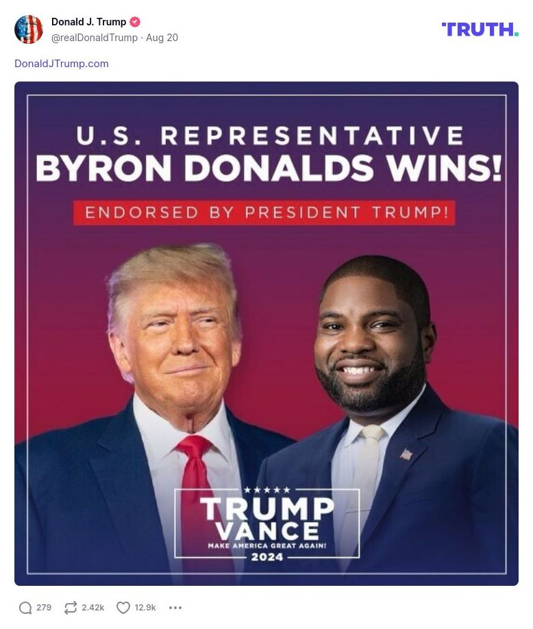 Post image from Donald Trump