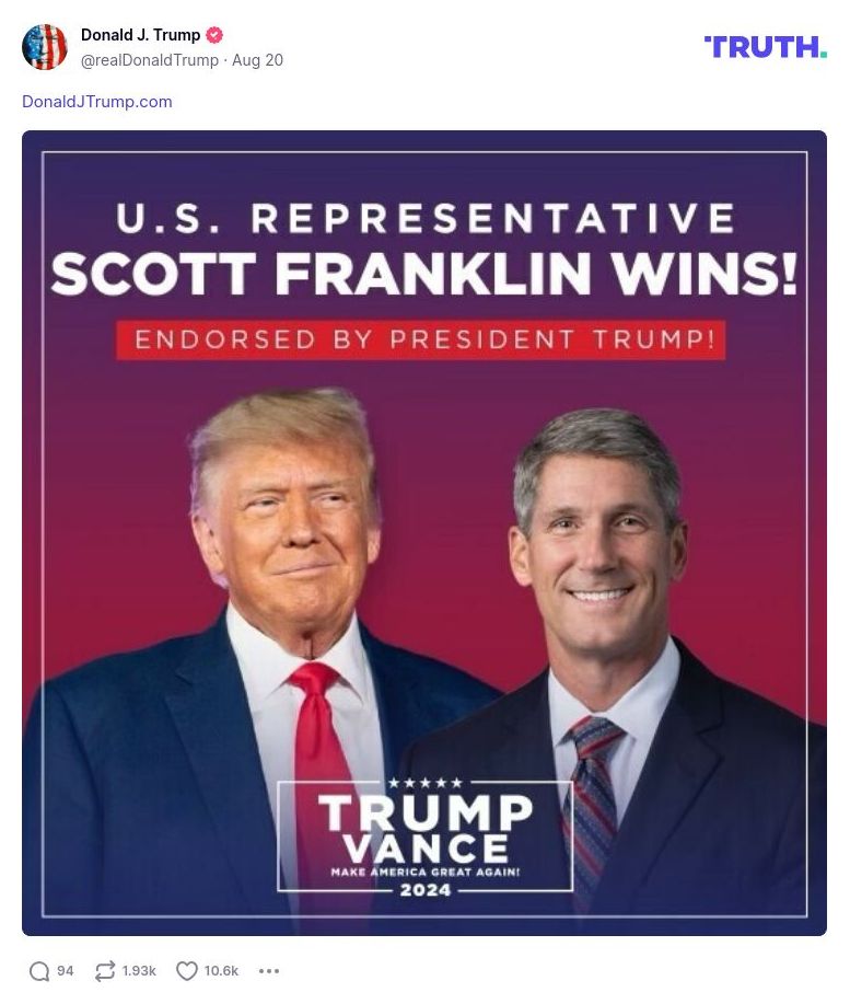 Post image from Donald Trump