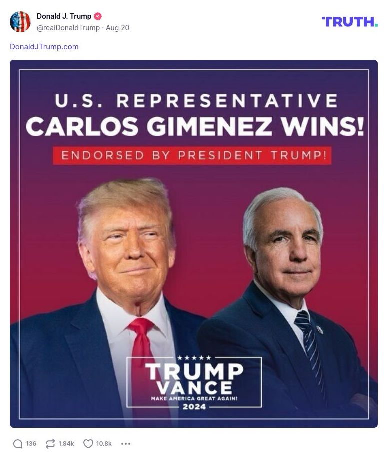 Post image from Donald Trump