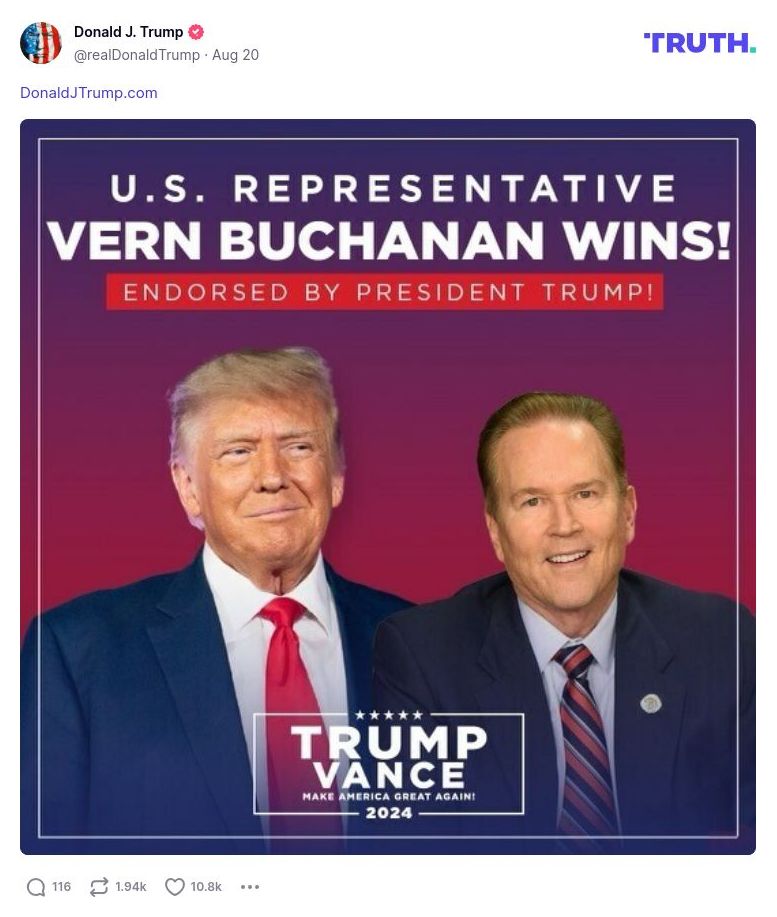 Post image from Donald Trump