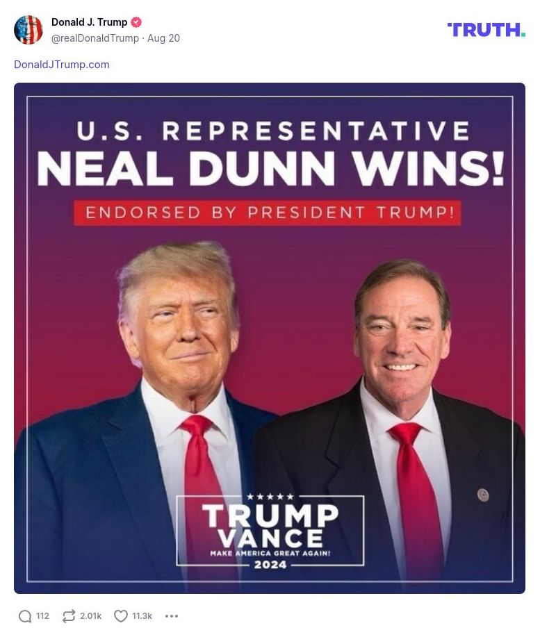 Post image from Donald Trump