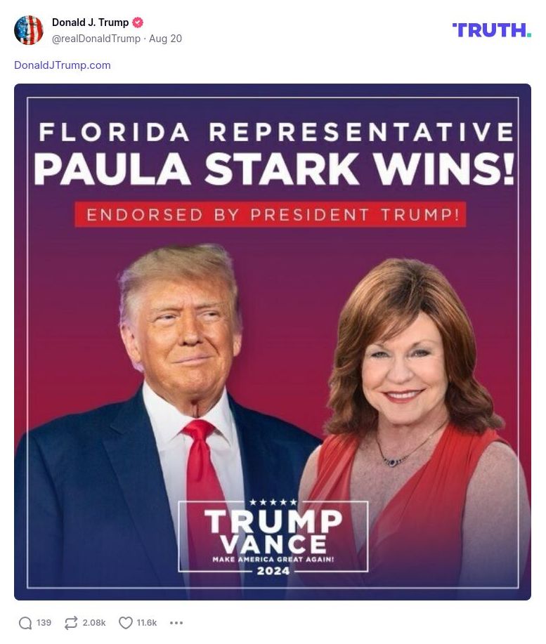 Post image from Donald Trump