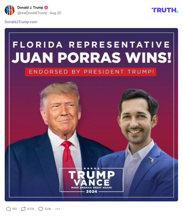 Post image from Donald Trump