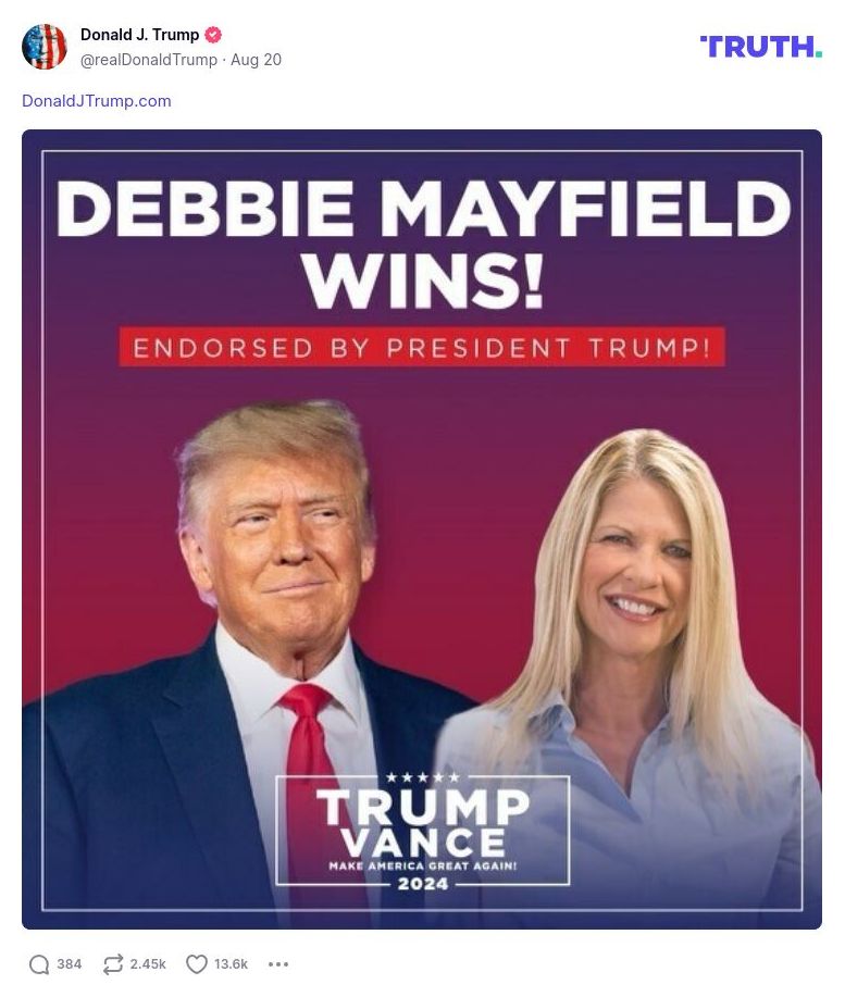 Post image from Donald Trump