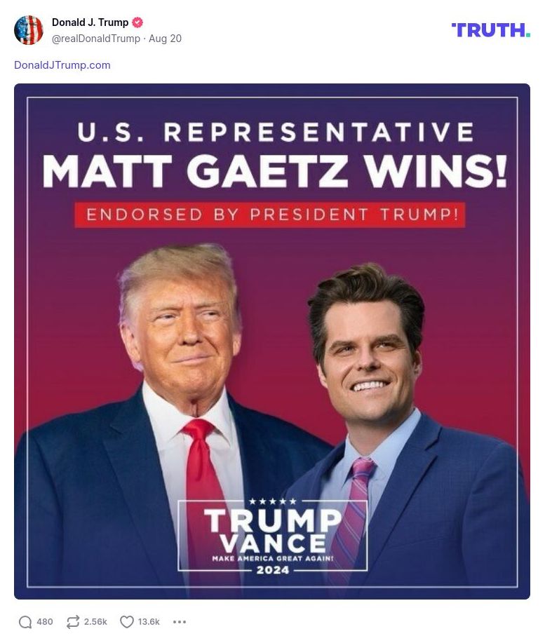 Post image from Donald Trump