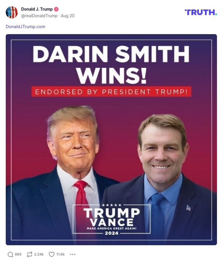 Post image from Donald Trump