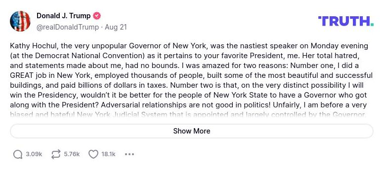 Post image from Donald Trump