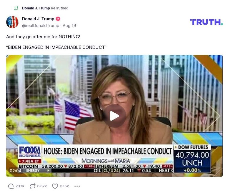 Post preview from Donald Trump