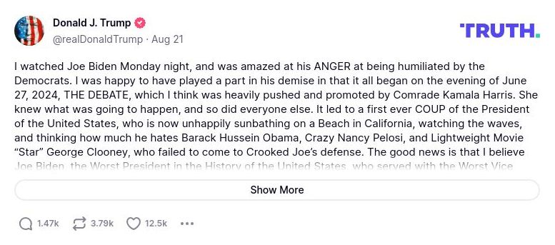 Post preview from Donald Trump