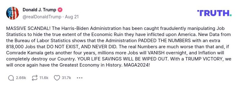 Post preview from Donald Trump