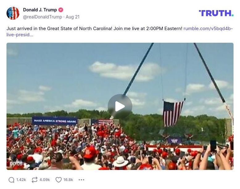 Post image from Donald Trump