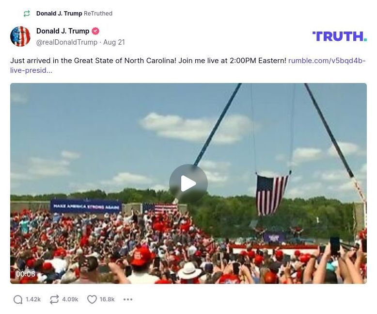 Post image from Donald Trump