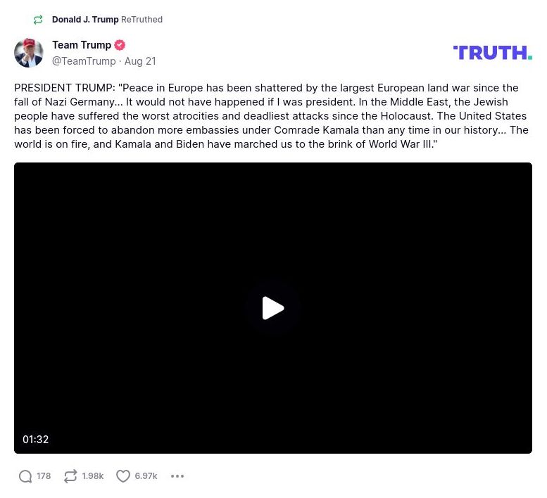 Post preview from Donald Trump