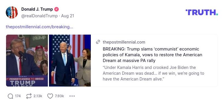 Post image from Donald Trump