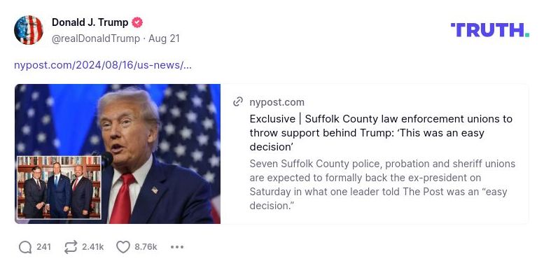 Post image from Donald Trump