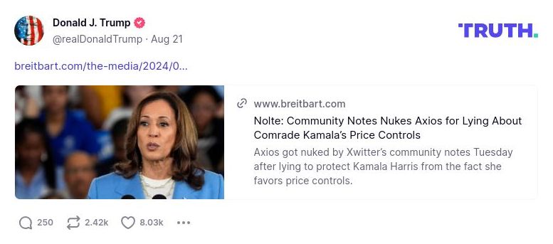 Post image from Donald Trump