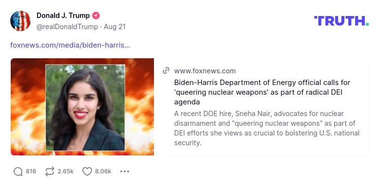 Post preview from Donald Trump