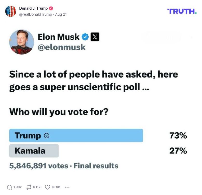 Post image from Donald Trump