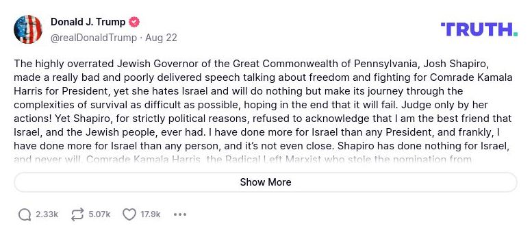 Post preview from Donald Trump