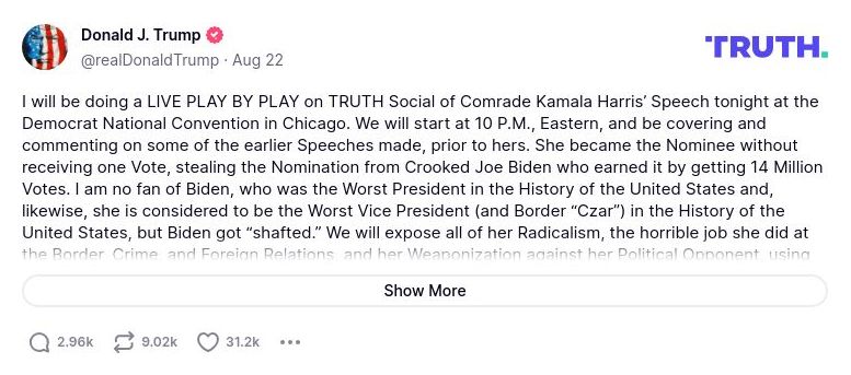 Post preview from Donald Trump