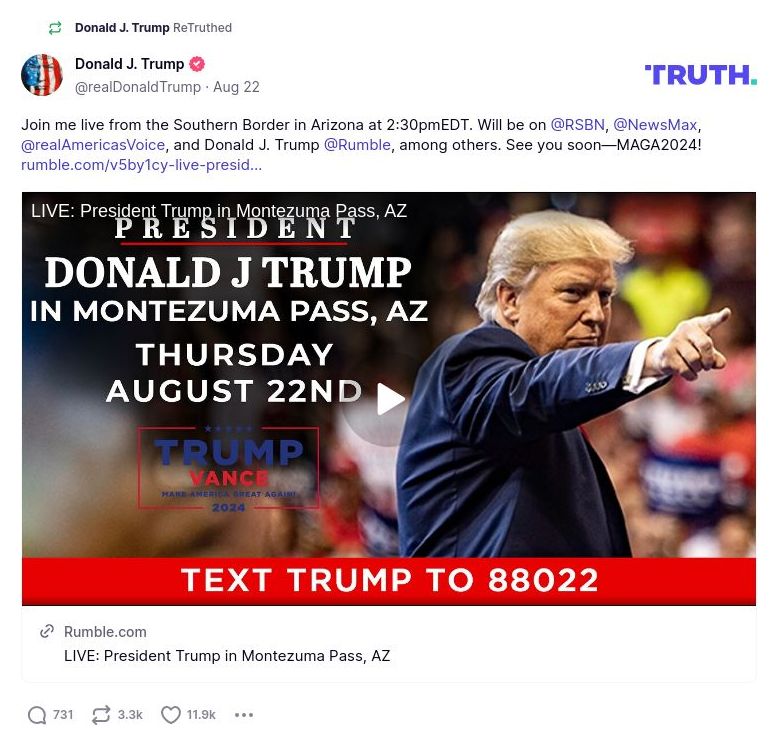 Post image from Donald Trump