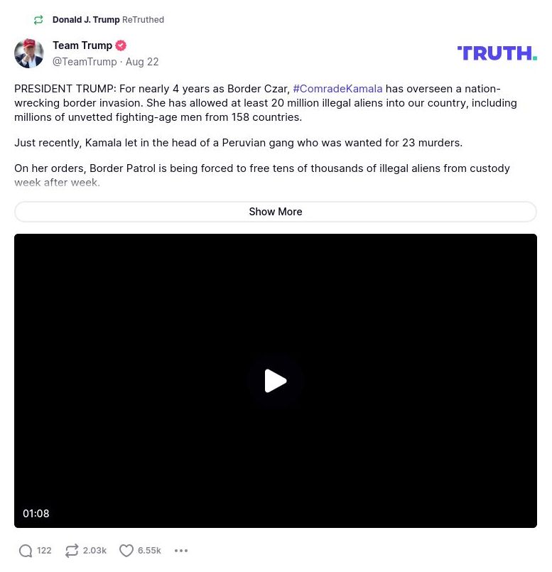 Post image from Donald Trump