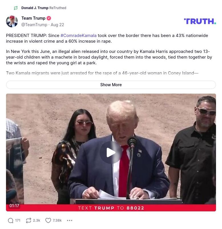 Post image from Donald Trump