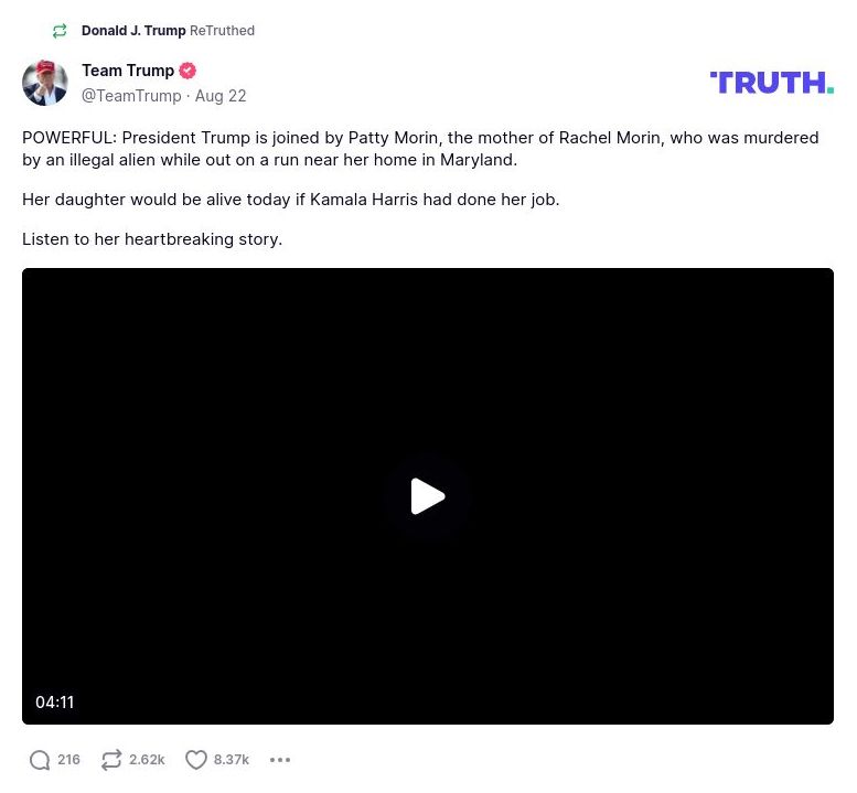 Post image from Donald Trump