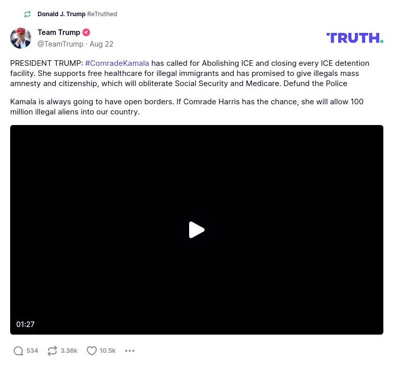 Post image from Donald Trump