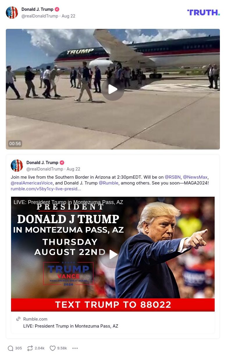 Post image from Donald Trump