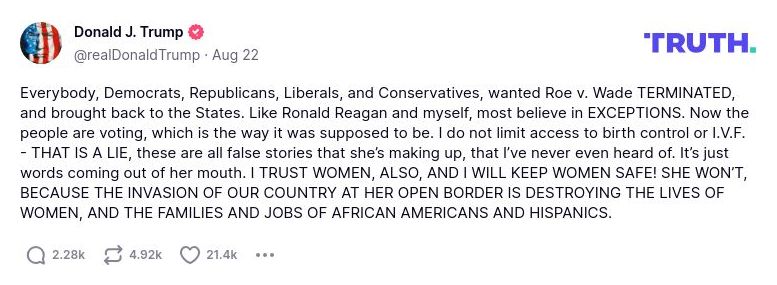 Post image from Donald Trump