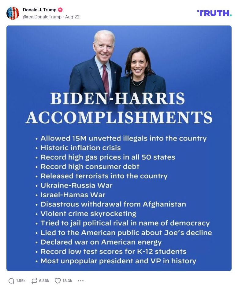 Post image from Donald Trump