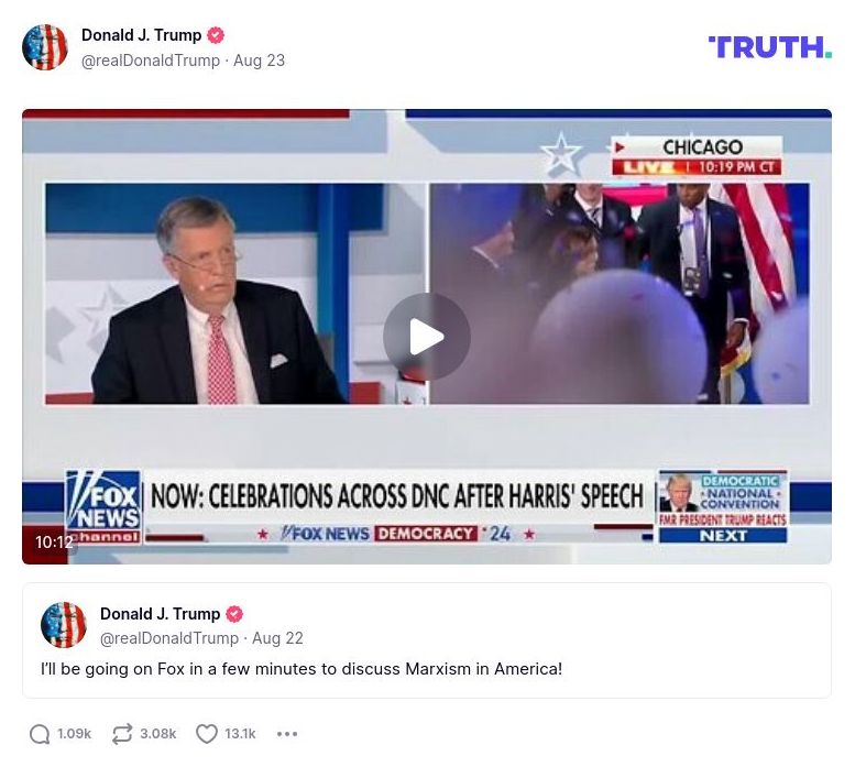 Post image from Donald Trump