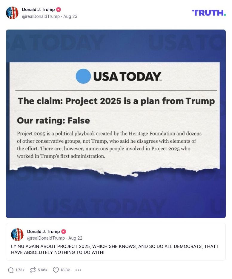 Post image from Donald Trump