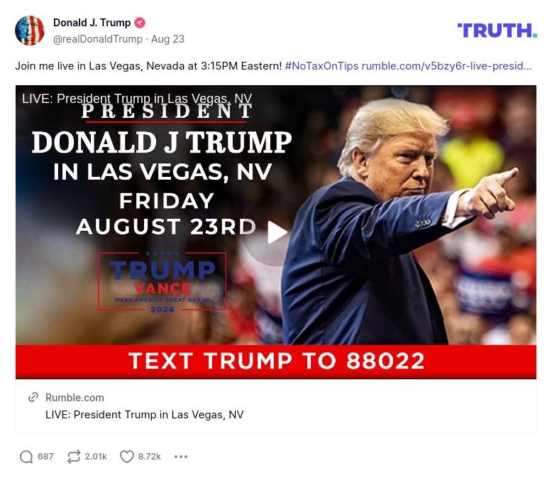 Post image from Donald Trump